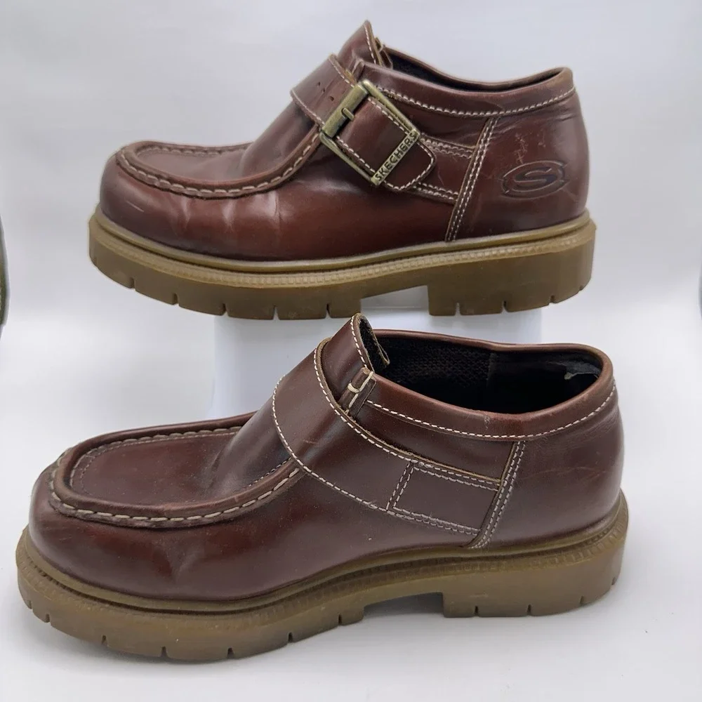 Skechers Buckle Platform Chukka‎ Chunky Lug Shoes Mens Sz 9.5 Y2K 90s Brown